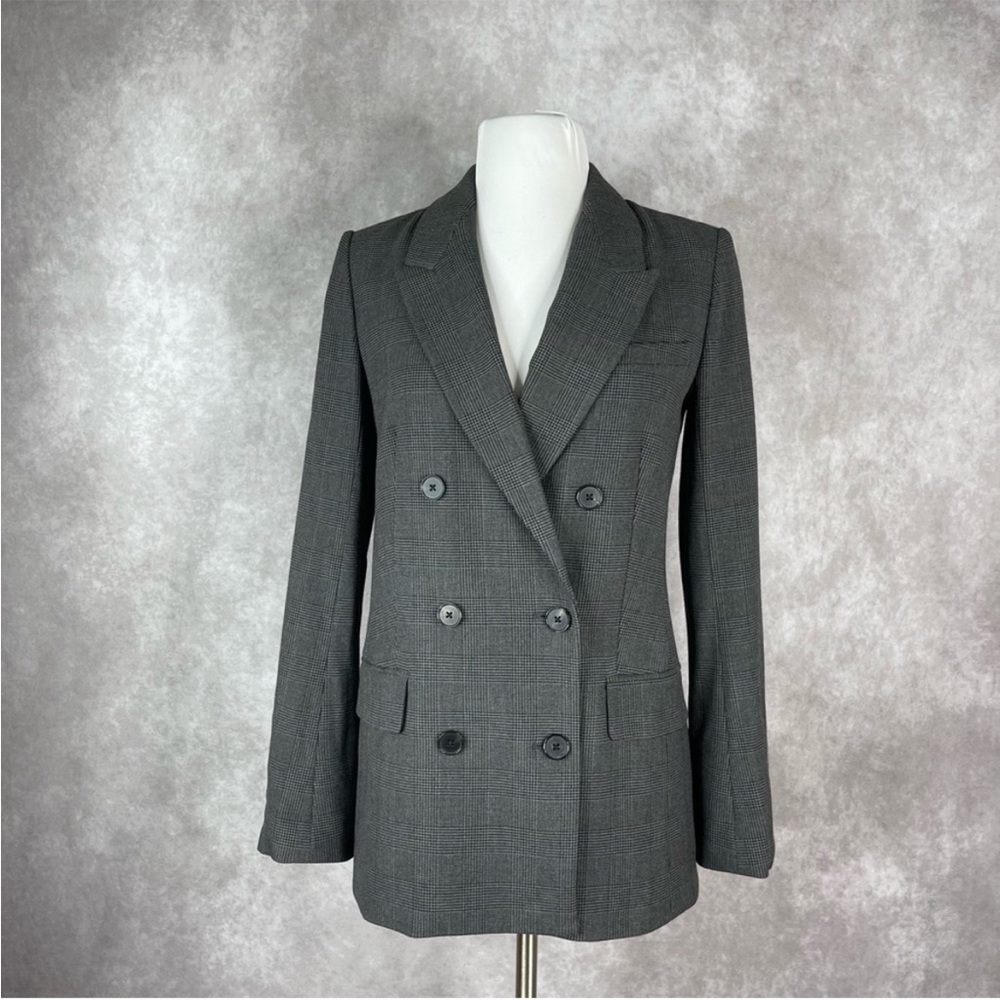 Babaton Aritzia Samuel Double Breasted Gray Herringbone Blazer Women's Size 2